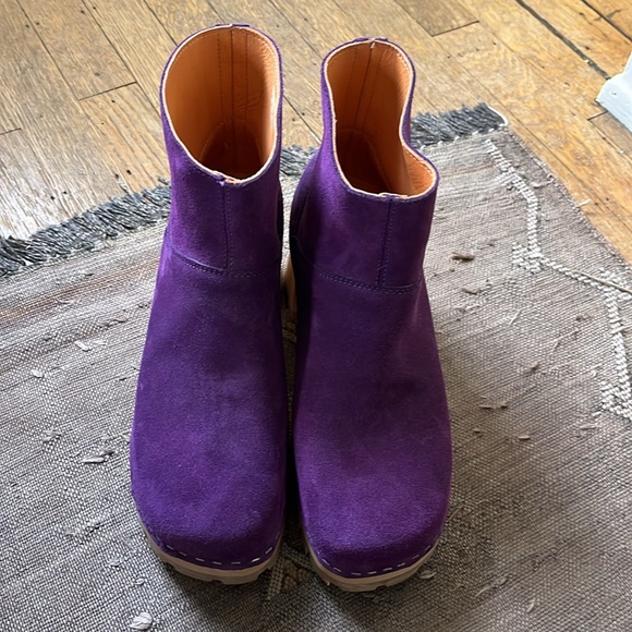 Purple suede Swedish Hasbeens booties 38 8 - Picture 2 of 9
